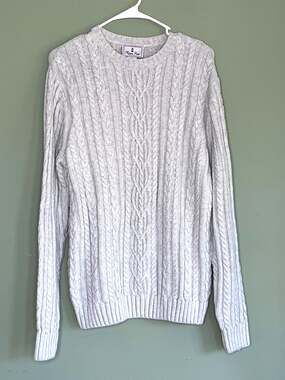 Mens Fisherman Cable Knit Sweater sz M Wool Blend Preppy Old Money Academia